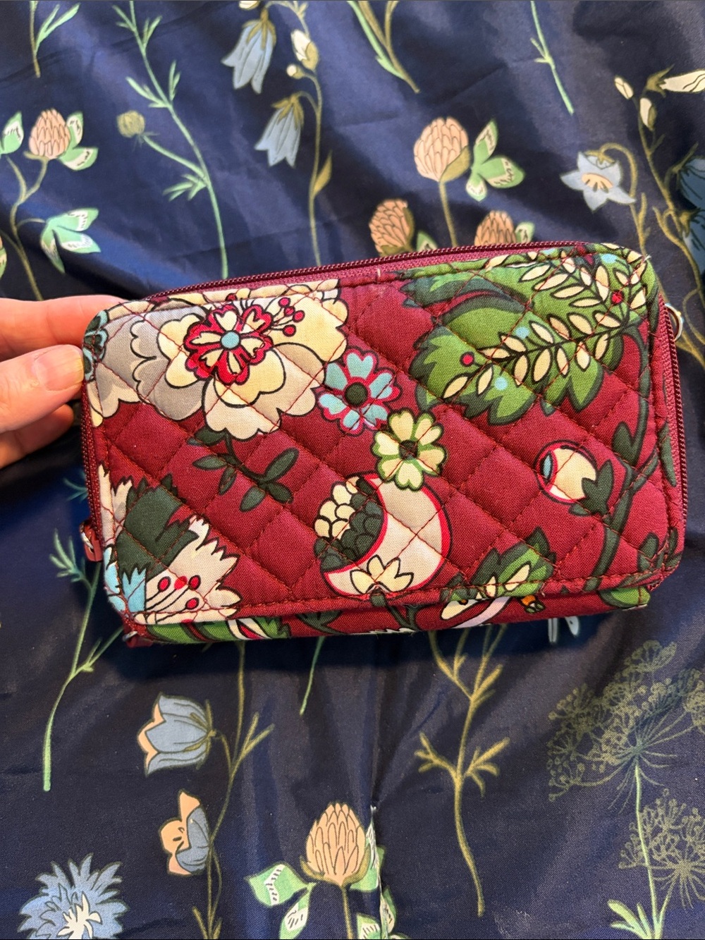Vera Bradley Maroon Floral Quilted Clutch Wallet - Picture 4 of 4